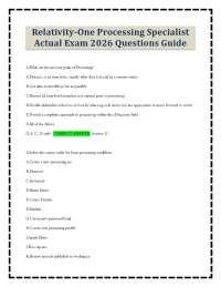 Relativity-One Processing Specialist Actual Exam 2026 Questions Guide