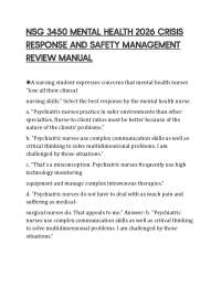 NSG 3450 MENTAL HEALTH 2026 CRISIS RESPONSE AND SAFETY MANAGEMENT REVIEW MANUAL