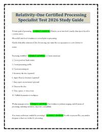 Relativity-One Certified Processing Specialist Test 2026 Study Guide