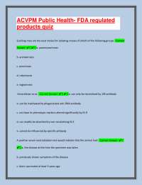 ACVPM Public Health- FDA regulated products quiz Questions And Answers |2026/2027