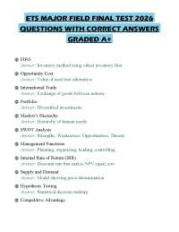 ETS MAJOR FIELD FINAL TEST 2026 QUESTIONS WITH CORRECT ANSWERS GRADED A+