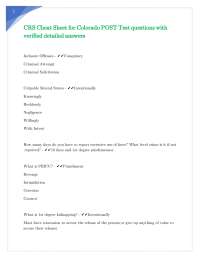 CRS Cheat Sheet for Colorado POST Test questions with verified detailed answers