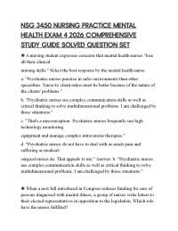 NSG 3450 NURSING PRACTICE MENTAL HEALTH EXAM 4 2026 COMPREHENSIVE STUDY GUIDE SOLVED
