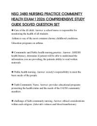 NSG 3480 NURSING PRACTICE COMMUNITY HEALTH EXAM 1 2026 COMPREHENSIVE STUDY GUIDE SOLVED