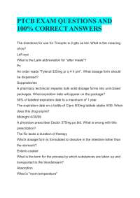 PTCB EXAM QUESTIONS AND 100% CORRECT ANSWERS