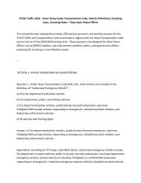 TCOLE Traffic 2026 – Exam Study Guide Transportation Code, Vehicle Definitions, Dumping L
