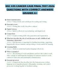 NSC 435 CANCER CASE FINAL TEST 2026 QUESTIONS WITH CORRECT ANSWERS GRADED A+