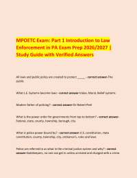 MPOETC Exam: Part 1 Introduction to Law Enforcement in PA Exam Prep 2026/2027 | Study Gui