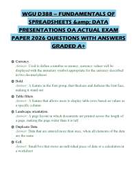WGU D388 – FUNDAMENTALS OF SPREADSHEETS &amp; DATA PRESENTATIONS OA ACTUAL EXAM PAPER 2026