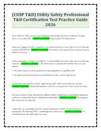 (CUSP T&D) Utility Safety Professional T&D Certification Test Practice Guide 2026