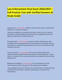 Law Enforcement Final Exam 2026/2027 – Full Practice Test with Verified Answers & Study Gu