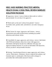 NSG 3450 NURSING PRACTICE MENTAL HEALTH EXAM 4 2026 FINAL REVIEW BUNDLED SOLUTION PACKAGE