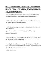 NSG 3480 NURSING PRACTICE COMMUNITY HEALTH EXAM 1 2026 FINAL REVIEW BUNDLED SOLUTION