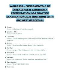 WGU D388 – FUNDAMENTALS OF SPREADSHEETS &amp; DATA PRESENTATIONS OA PRACTICE EXAMINATION 2