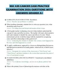 NSC 435 CANCER CASE PRACTICE EXAMINATION 2026 QUESTIONS WITH ANSWERS GRADED A+