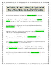 Relativity Project Manager Specialist 2026 Questions and Answers Guide