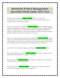Relativity Project Management Specialist Study Guide 2026 Test