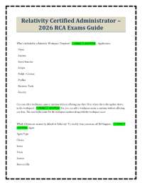 Relativity Certified Administrator – 2026 RCA Exams Guide