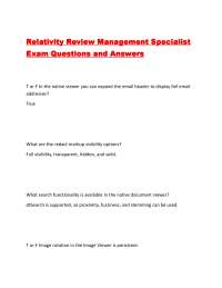 Relativity Review Management Specialist Exam Questions and Answers