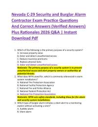 Nevada C-29 Security and Burglar Alarm Contractor Exam Practice Questions And Correct An