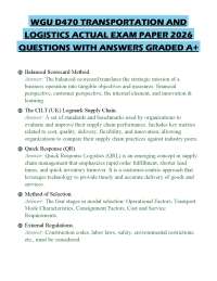 WGU D470 TRANSPORTATION AND LOGISTICS ACTUAL EXAM PAPER 2026 QUESTIONS WITH ANSWERS GRADED