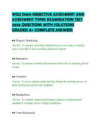 WGU D659 OBJECTIVE ASSESSMENT AND ASSESSMENT TYPES EXAMINATION TEST 2026 QUESTIONS WITH SO