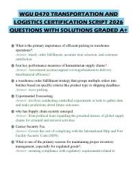 WGU D470 TRANSPORTATION AND LOGISTICS CERTIFICATION SCRIPT 2026 QUESTIONS WITH SOLUTIONS G