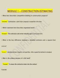 Construction Estimating Module 1 Questions & Answers 2026 | PDF