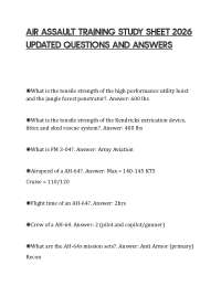 Air Assault Training Study Sheet Q&A’s Verified 100% Correct | Latest 2026/2027 Version