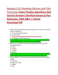 Nevada C-1C Plumbing Fixtures and Trim Contractor Exam Practice Questions And Correct An