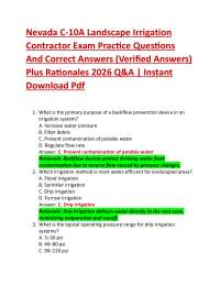 Nevada C-10A Landscape Irrigation Contractor Exam Practice Questions And Correct Answers