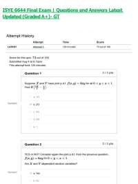 ISYE 6644 Final Exam | Questions and Answers Latest Updated (Graded A+)- GT