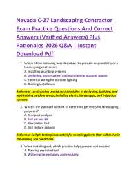 Nevada C-27 Landscaping Contractor Exam Practice Questions And Correct Answers (Verified
