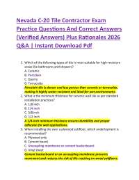 Nevada C-20 Tile Contractor Exam Practice Questions And Correct Answers (Verified Answer