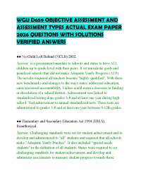 WGU D659 OBJECTIVE ASSESSMENT AND ASSESSMENT TYPES ACTUAL EXAM PAPER 2026 QUESTIONS WITH S