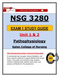 Galen NSG3280 Exam 1 Study Guide – Pathophysiology Units 1 & 2 | (2026/2027) (PDF)