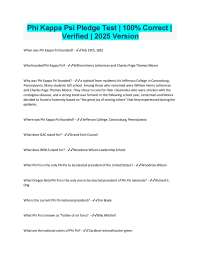 Phi Kappa Psi Pledge Test | 100% Correct | Verified | 2025 Version