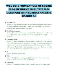 WGU D615 FOUNDATIONS OF CODING PRE-ASSESSMENT FINAL TEST 2026 QUESTIONS WITH CORRECT ANSWE