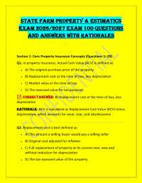 State Farm Property & Estimatics Exam 2026/2027 EXAM 100 QUESTIONS AND ANSWERS WITH RATION