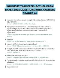 WGU D547 TASK EXCEL ACTUAL EXAM PAPER 2026 QUESTIONS WITH ANSWERS GRADED A+