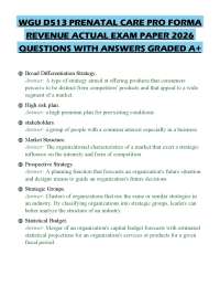 WGU D513 PRENATAL CARE PRO FORMA REVENUE ACTUAL EXAM PAPER 2026 QUESTIONS WITH ANSWERS GRA