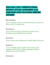 WGU D302 TASK 1 OBSERVATIONAL INSIGHTS ACTUAL ASSESSMENT 2026 QUESTIONS WITH SOLUTIONS VER