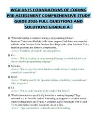 WGU D615 FOUNDATIONS OF CODING PRE-ASSESSMENT COMPREHENSIVE STUDY GUIDE 2026 FULL QUESTION
