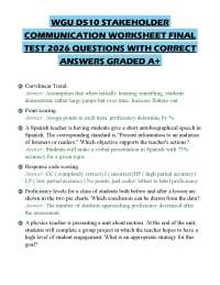 WGU D510 STAKEHOLDER COMMUNICATION WORKSHEET FINAL TEST 2026 QUESTIONS WITH CORRECT ANSWER