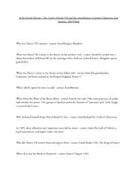 AQA A level History - The Tudors (Henry VII and the consolidation of power) Questions And