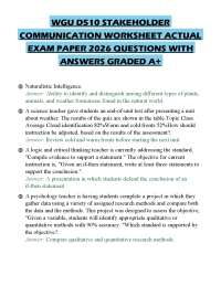 WGU D510 STAKEHOLDER COMMUNICATION WORKSHEET ACTUAL EXAM PAPER 2026 QUESTIONS WITH ANSWERS