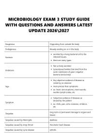 MICROBIOLOGY EXAM 3 STUDY GUIDE WITH QUESTIONS AND ANSWERS LATEST UPDATE 2026\2027