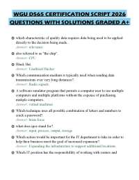 WGU D565 CERTIFICATION SCRIPT 2026 QUESTIONS WITH SOLUTIONS GRADED A+