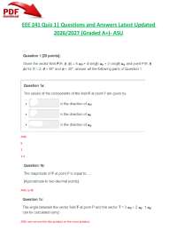 EE 241 Quiz 1| Questions and Answers Latest Updated 2026/2027 (Graded A+)- ASU