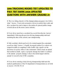 2018 Trucking Rodeo Test Bank Updated Verified 100% Correct | Latest 2026/2027
